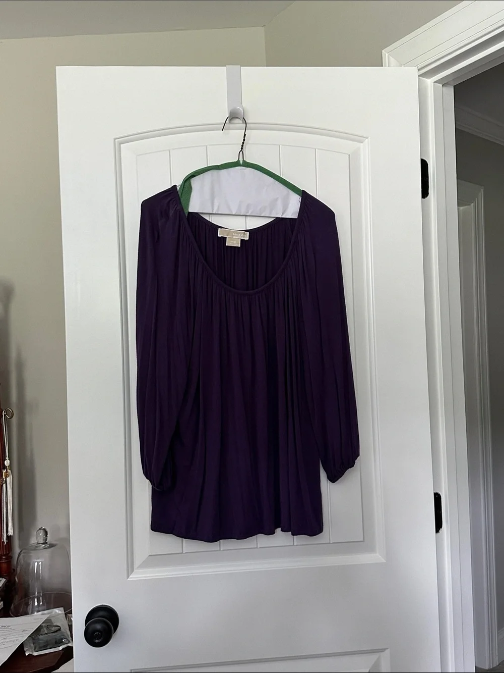 Michael Kors Deep Purple Pleated Scoop-Neck Blouse